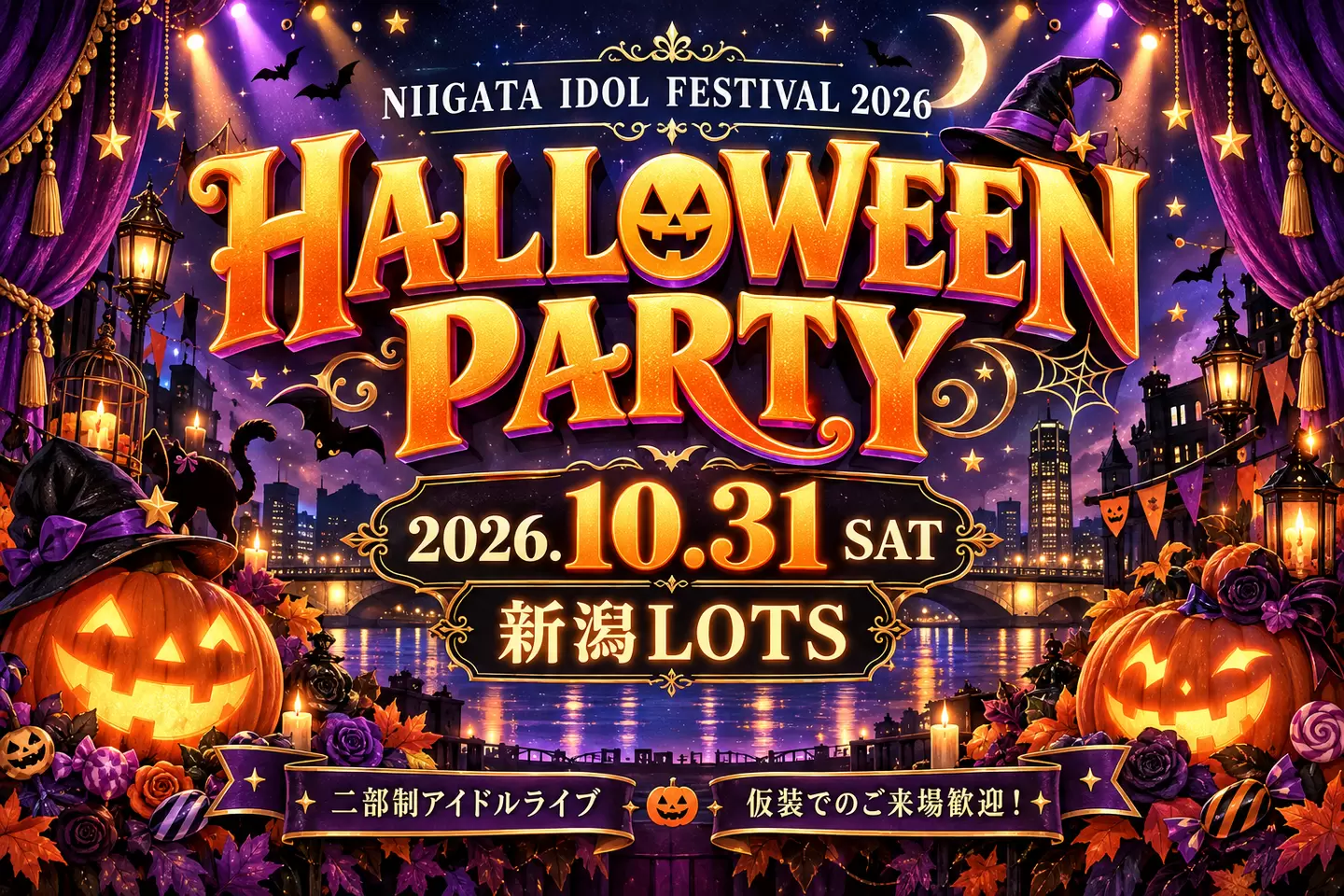 新潟アイドルフェスティバル HALLOWEEN 2026。2026年10月31日（土）、新潟LOTS。二部制アイドルライブ。